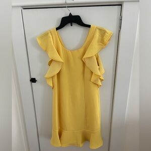 BCBGeneration Yellow Ruffled Flutter Sleeve Mini Dress